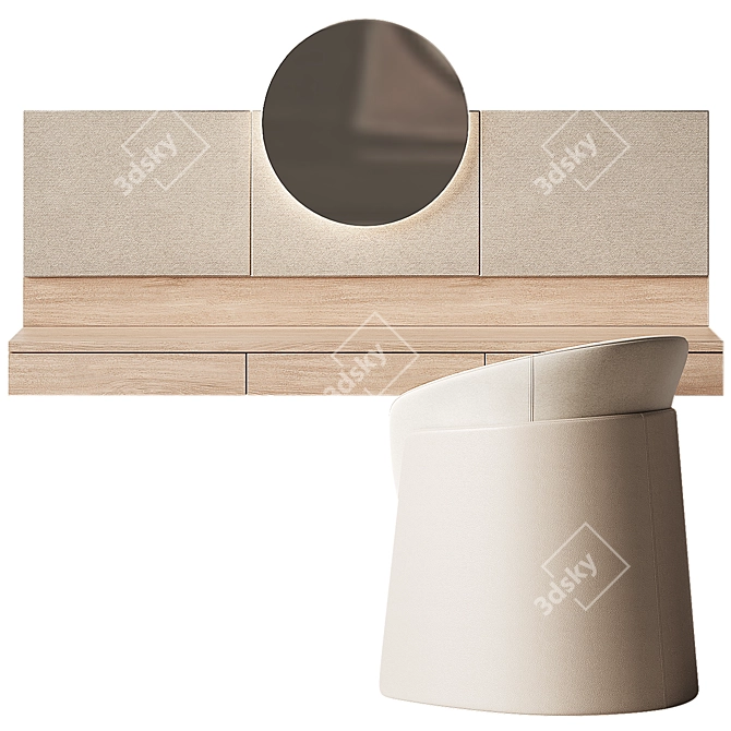 Elegant Dressing Table Set 3D model image 2