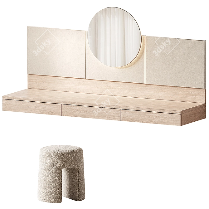 Elegant Dressing Table Set 3D model image 5