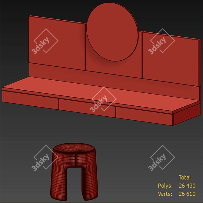 Elegant Dressing Table Set 3D model image 8