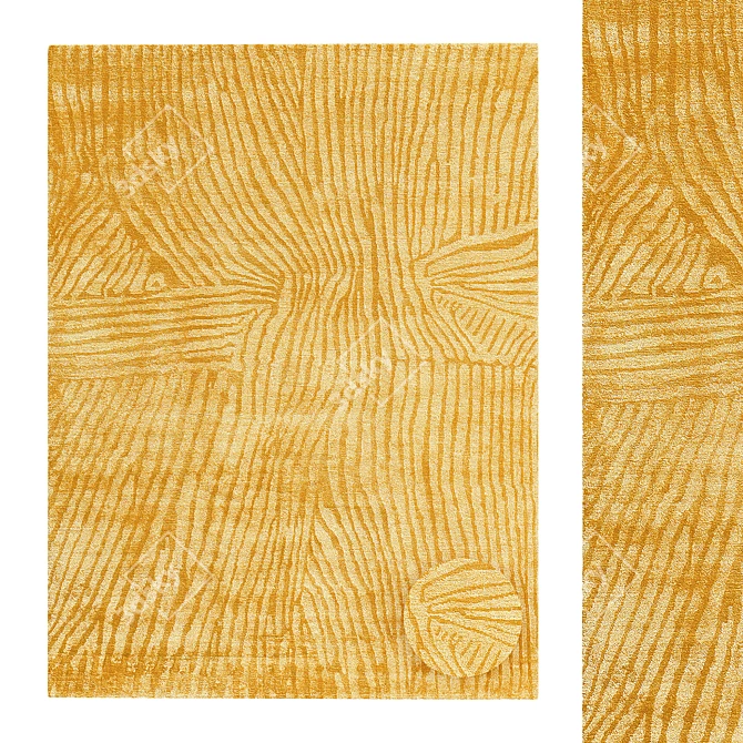 Golden Contemporary Area Rug 3D model image 1