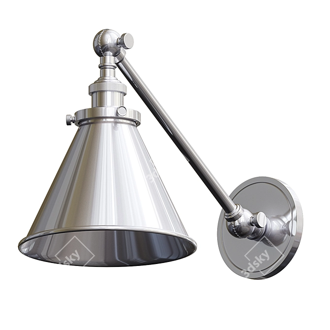 Silver 20th C Library Sconce 3D model image 1