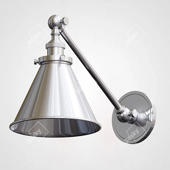 Silver 20th C Library Sconce 3D model image 2