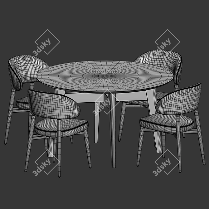  Stylish Dining Set with Chairs 3D model image 4