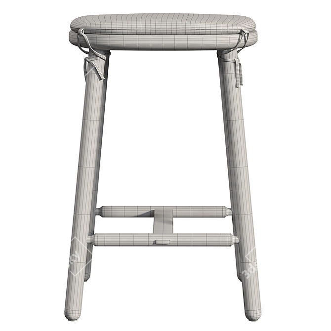 Oak Linen Counter Stool Aesthetic 3D model image 4