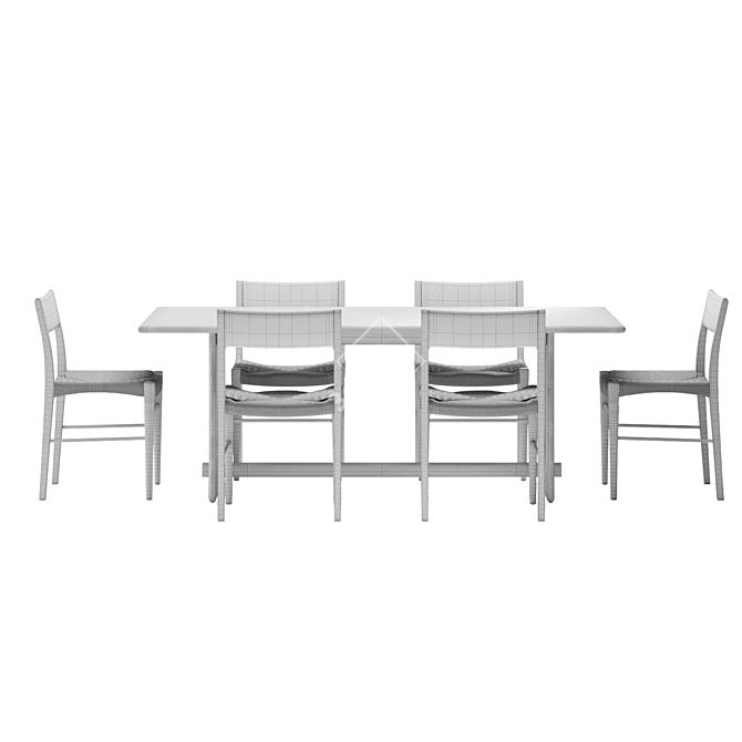 Natural Dining Table & Chair Set 3D model image 4