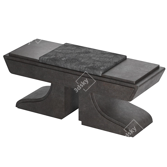 Eclectic Steel Calfskin Bench 3D model image 2