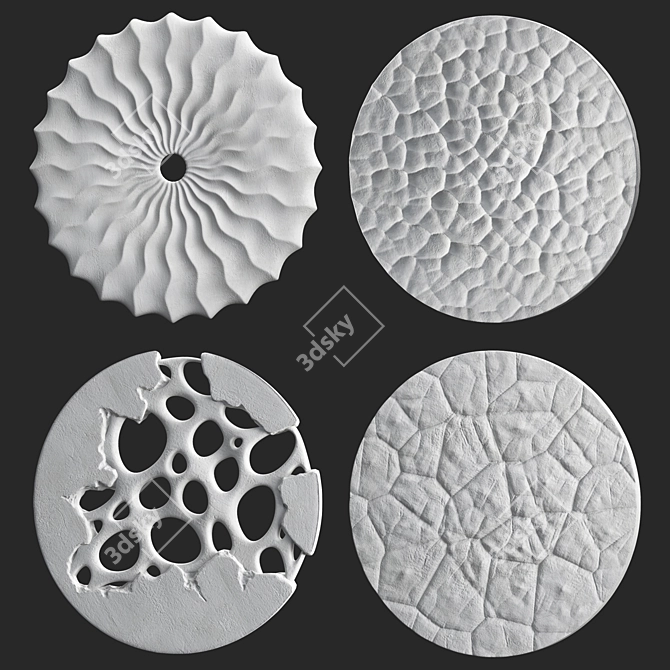 Circular Relief Panel Set 4 3D model image 2