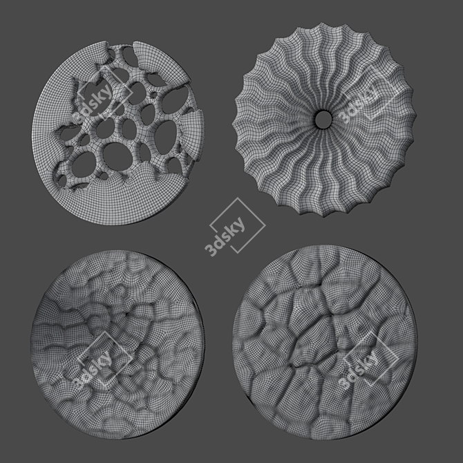 Circular Relief Panel Set 4 3D model image 5