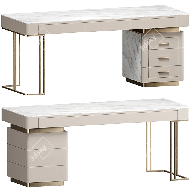 Marble Top Writing Desk 3D model image 1