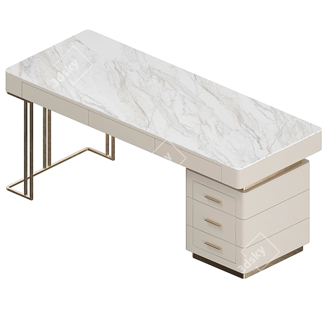 Marble Top Writing Desk 3D model image 2