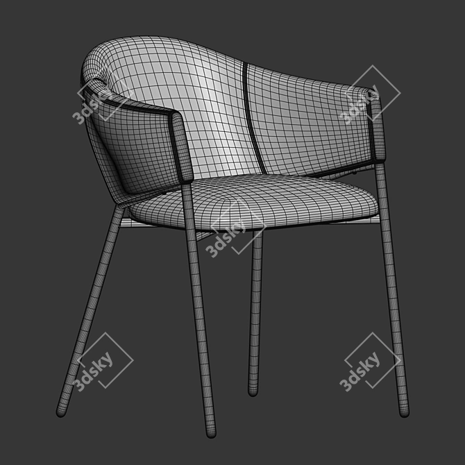 Velvet Beige Eliza Chair Model 3D model image 4