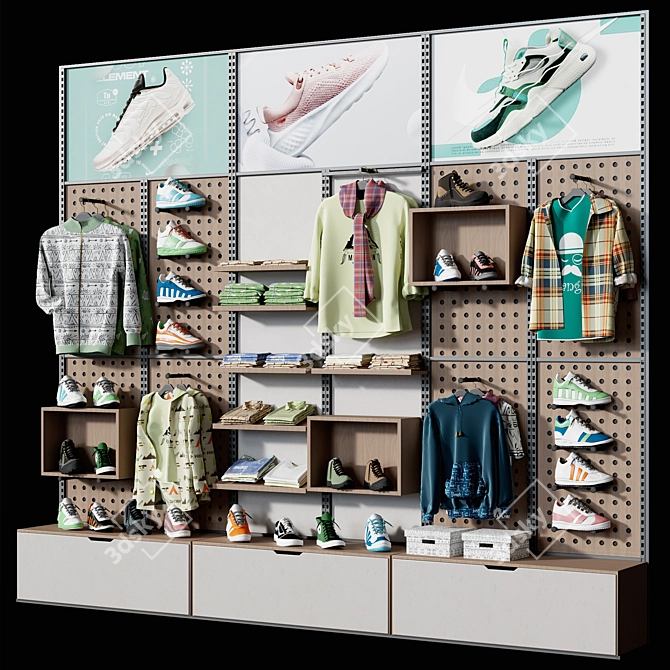 Sportswear Rack Stand Display 3D model image 3