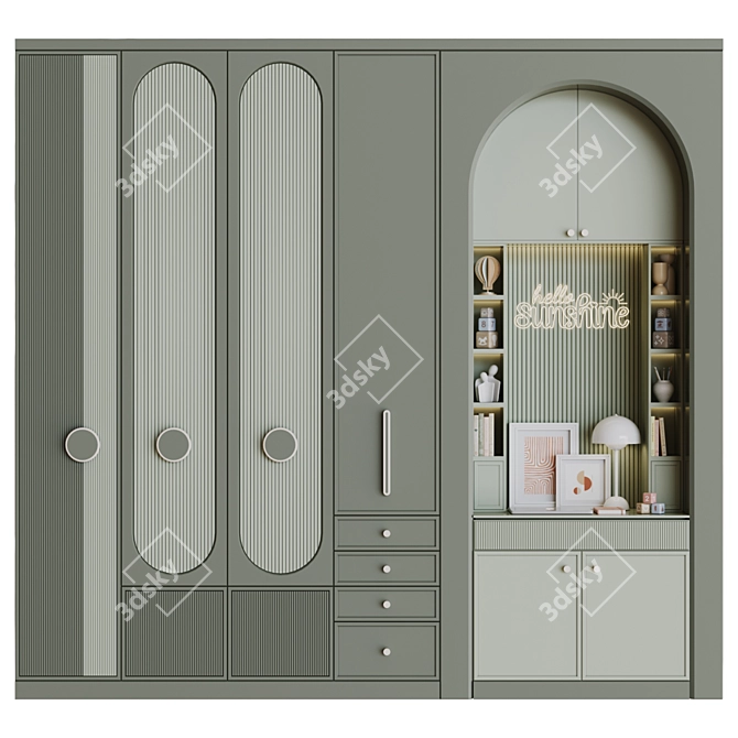 Modern 3D Wardrobe Model 3D model image 1