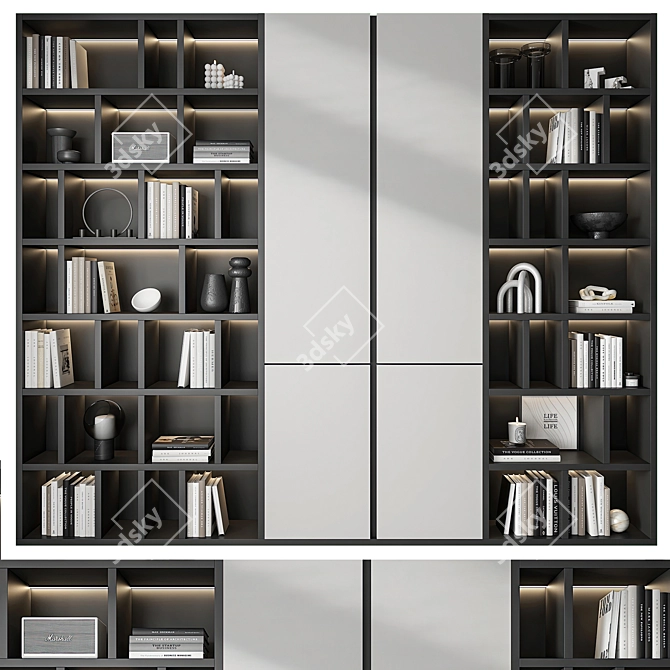 Minimalist Modular Bookcase in Millimeters 3D model image 1