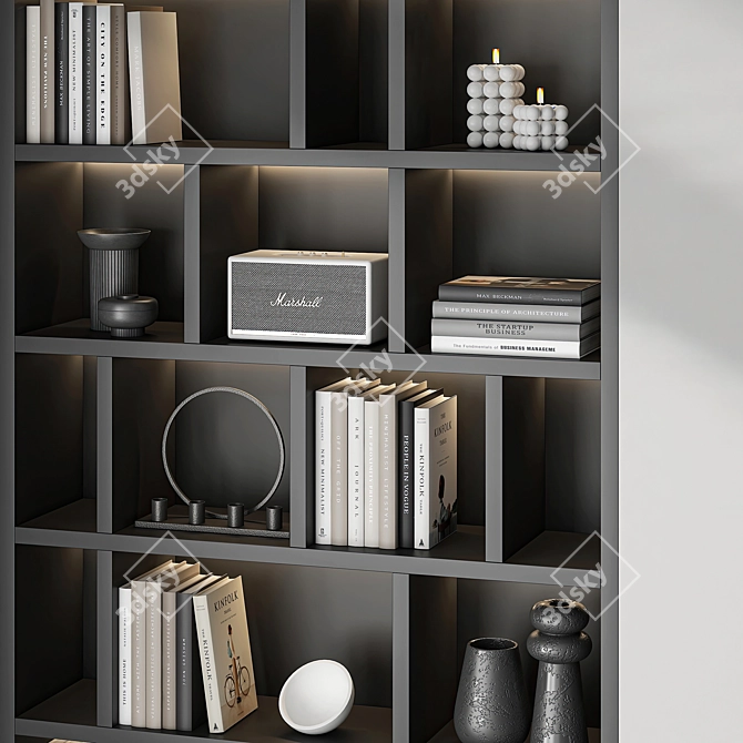 Minimalist Modular Bookcase in Millimeters 3D model image 2