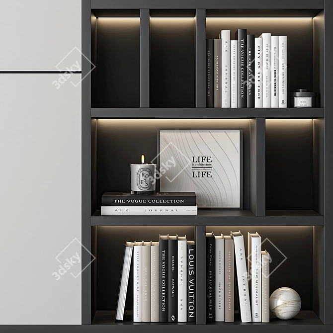 Minimalist Modular Bookcase in Millimeters 3D model image 3