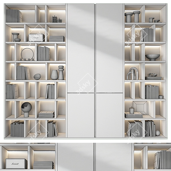 Minimalist Modular Bookcase in Millimeters 3D model image 4