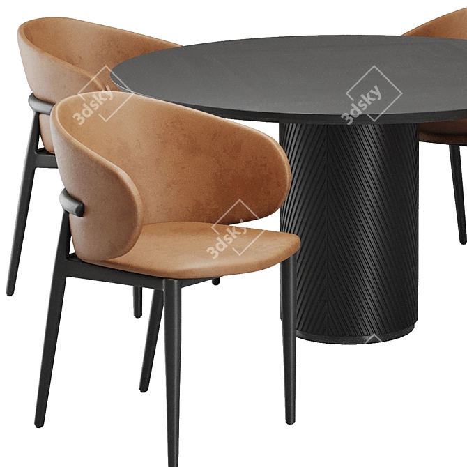 Modern Dining Set with Chairs 3D model image 4