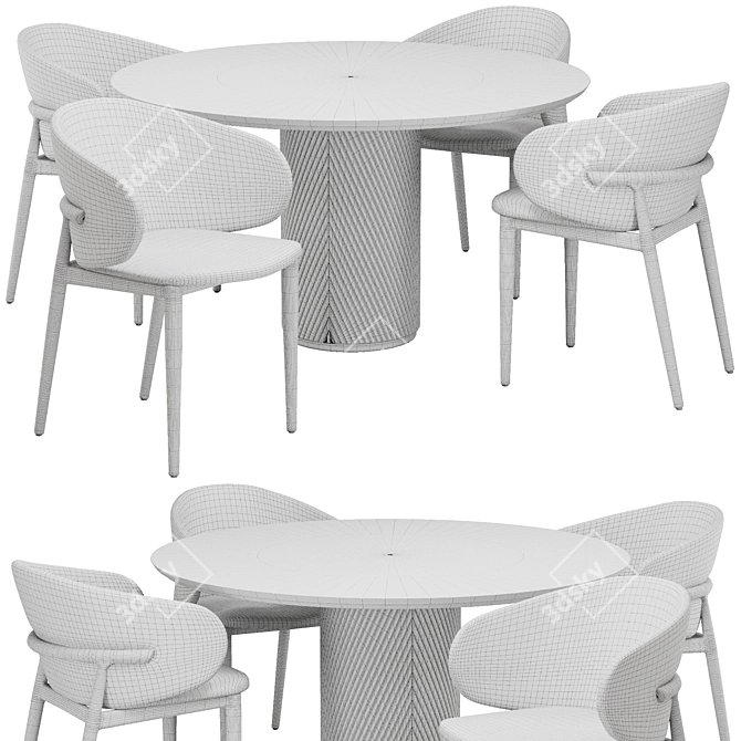 Modern Dining Set with Chairs 3D model image 5