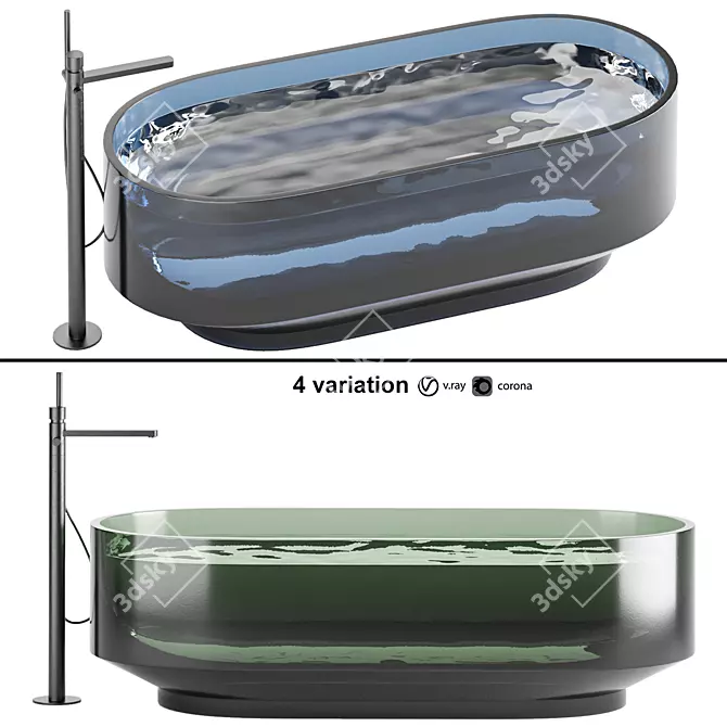  Modern Glass Bathtub 3D Model 3D model image 1