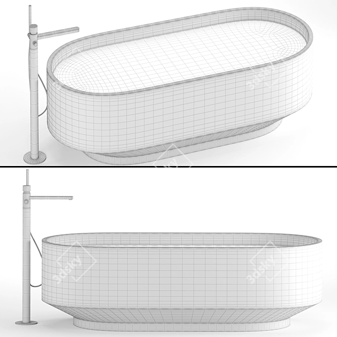  Modern Glass Bathtub 3D Model 3D model image 4