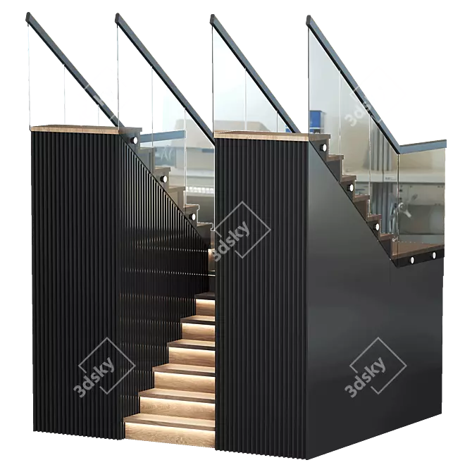 Modern Staircase 3D Model 3D model image 1