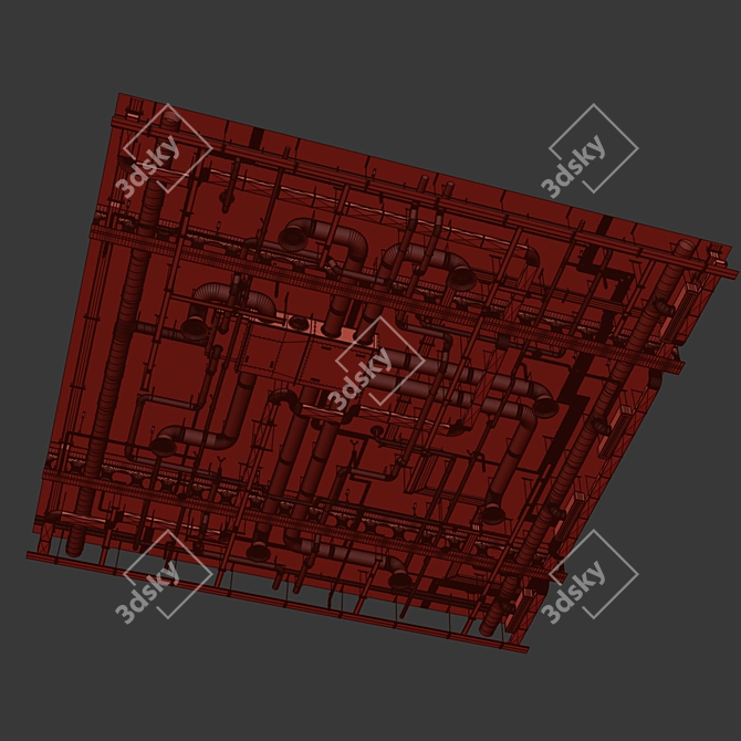 Seamless Exposed Ceiling Tile 3D model image 7