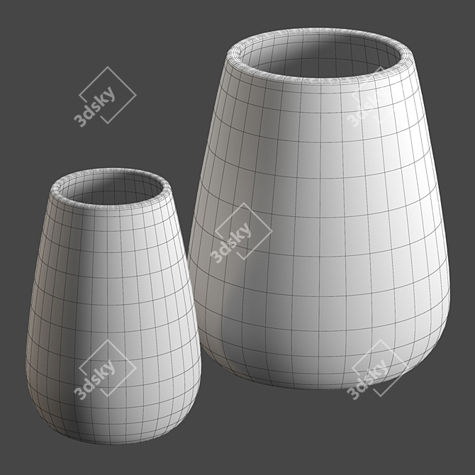 Rustic Dark Clay Cone Vases 3D model image 4