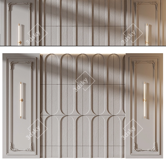 Large Gypsum Wall Panels Set 3D model image 1