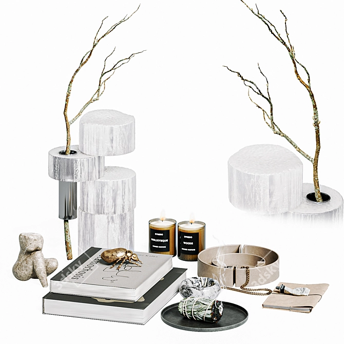 White Sage Decor Set 3D model image 1