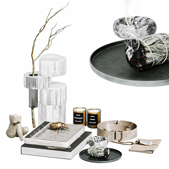 White Sage Decor Set 3D model image 10