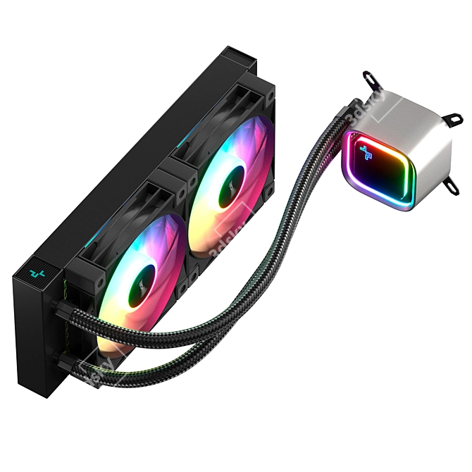 Liquid Cooling System with RGB Lighting 3D model image 6