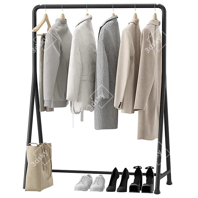 Luxury Outerwear Rack Set 01 3D model image 2