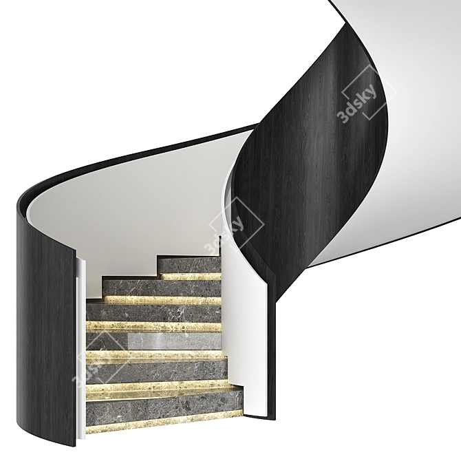 Modern Microcement Spiral Stairs 3D model image 2