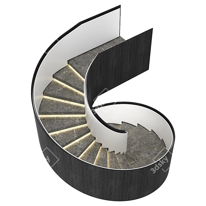 Modern Microcement Spiral Stairs 3D model image 4