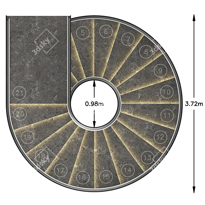 Modern Microcement Spiral Stairs 3D model image 5