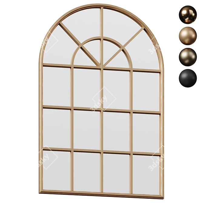 Modern Arch Metal Framed Mirror 3D model image 1