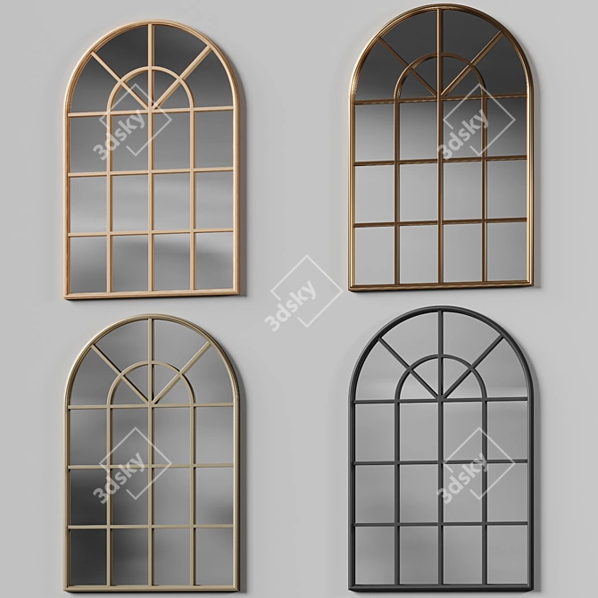 Modern Arch Metal Framed Mirror 3D model image 4