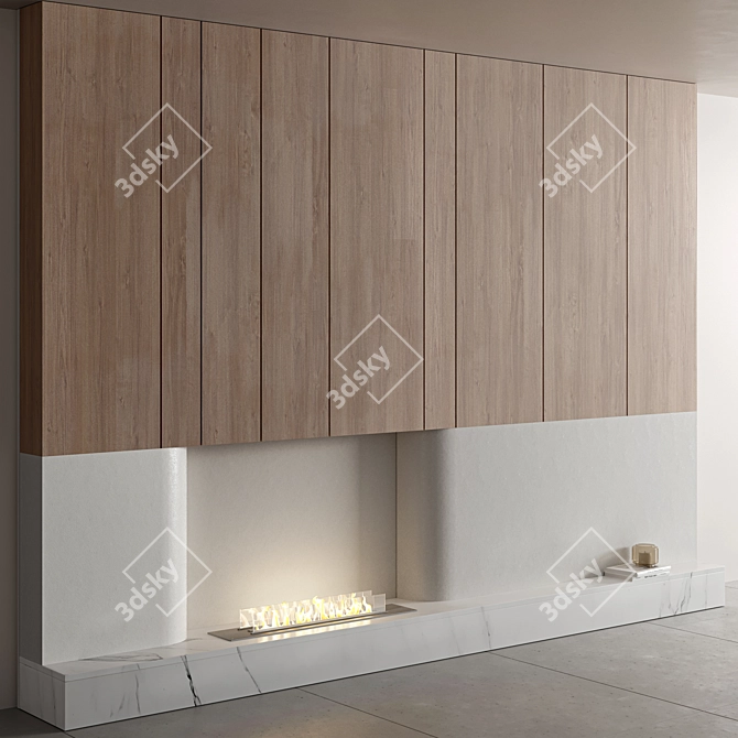 Modern Fireplace Wall Composition 3D model image 2