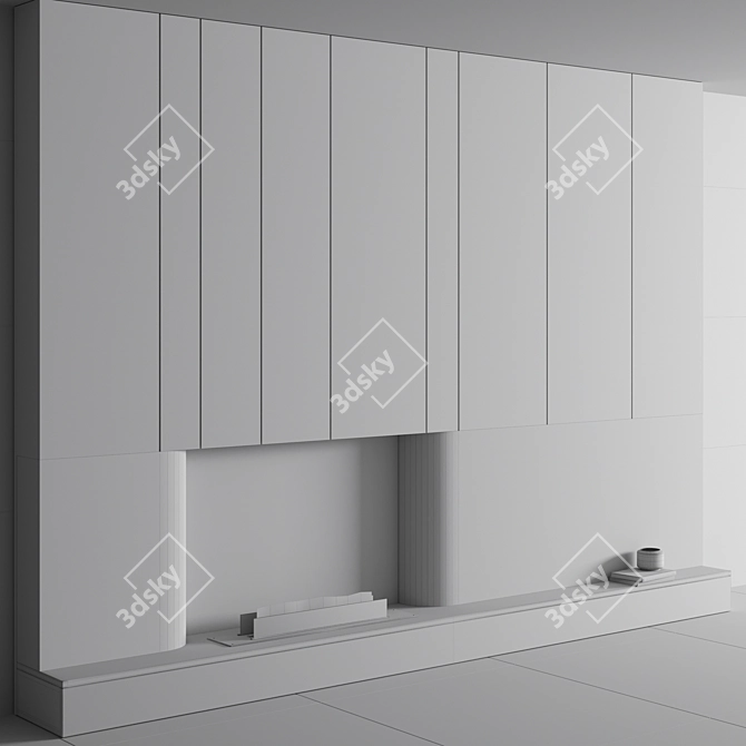 Modern Fireplace Wall Composition 3D model image 4