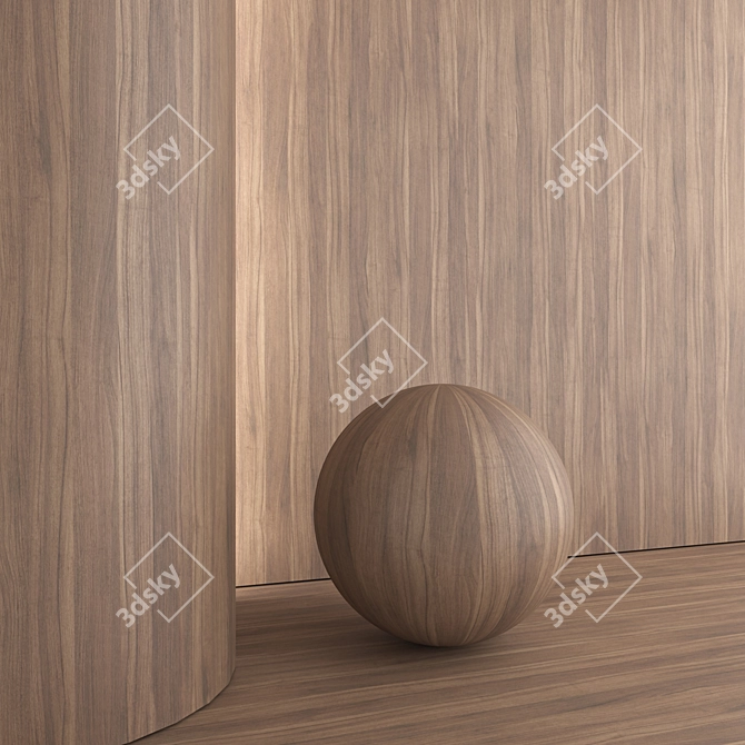 Walnut Wood 3D Model Set 3D model image 4