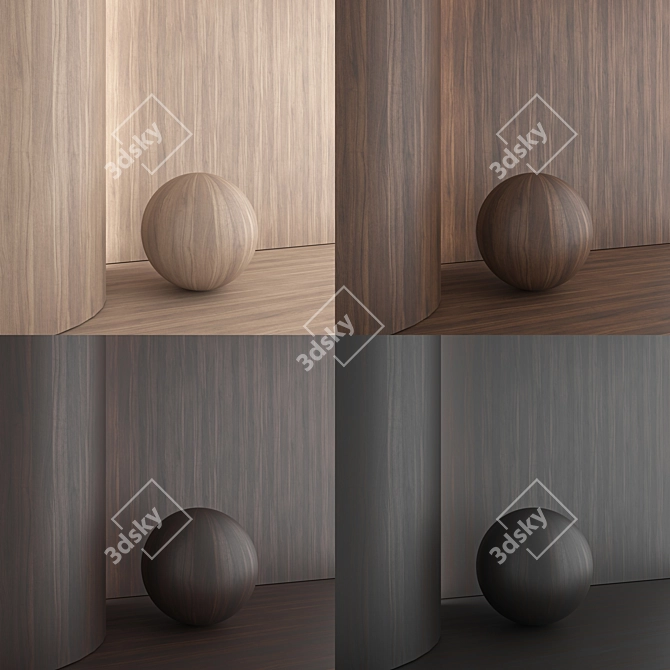 Walnut Wood 3D Model Set 3D model image 6