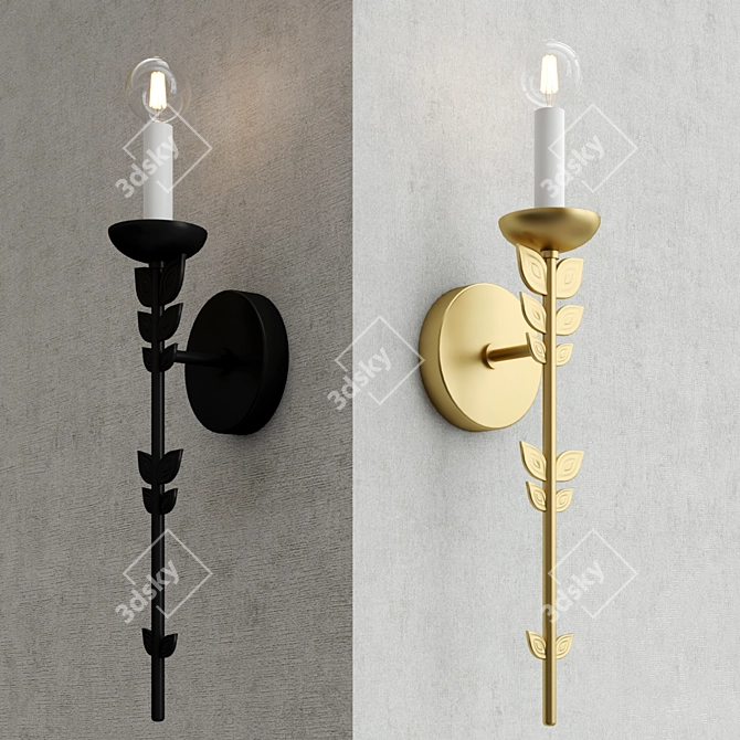 FLORIAN 1-Light Wall Sconce - Elegant Illumination 3D model image 2