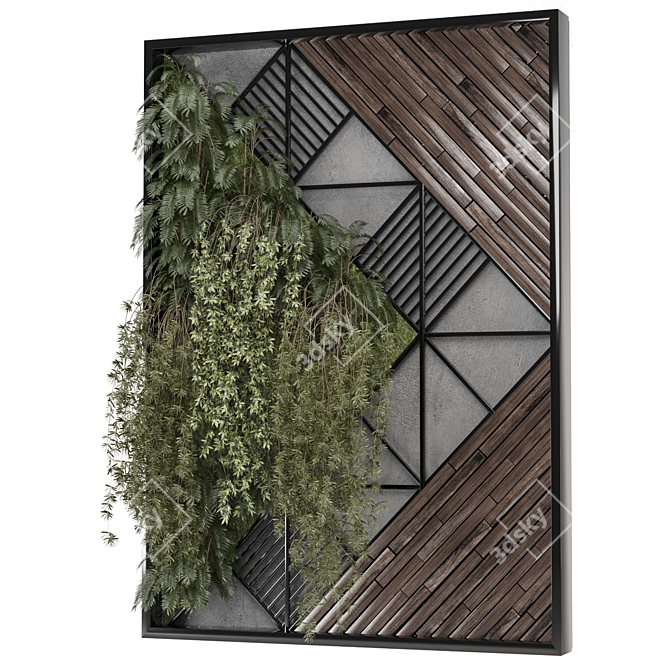 Modern Metal Shelf with Plants 3D model image 4