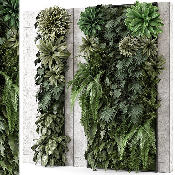 Concrete Base Vertical Garden Set 3D model image 1