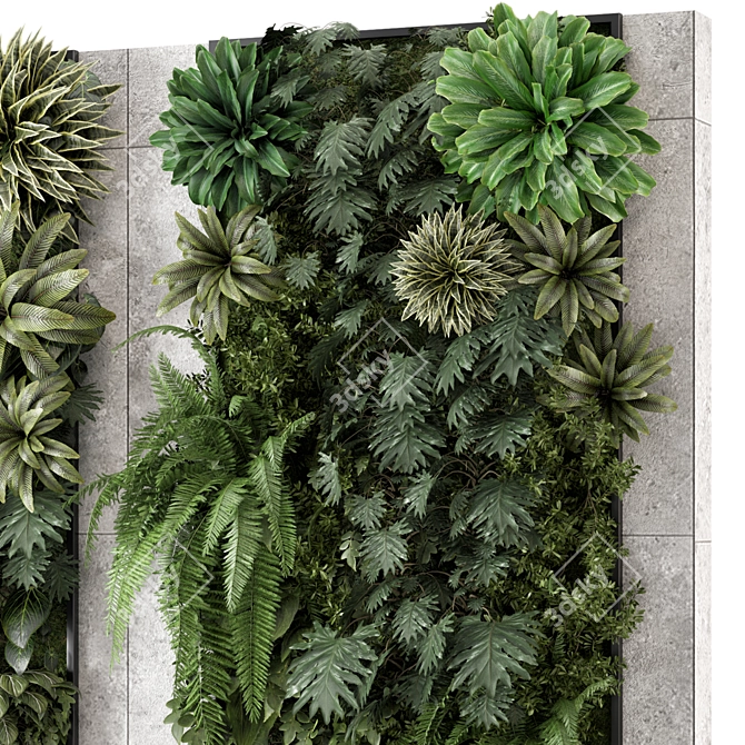 Concrete Base Vertical Garden Set 3D model image 2