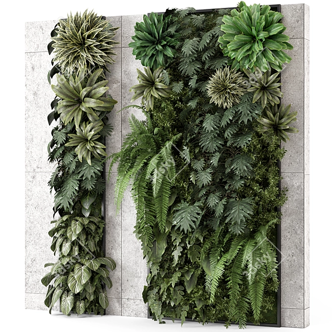 Concrete Base Vertical Garden Set 3D model image 4