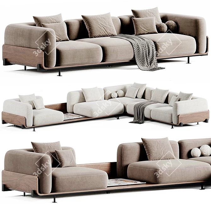 Elegant Positano Sofa by Casa 3D model image 1