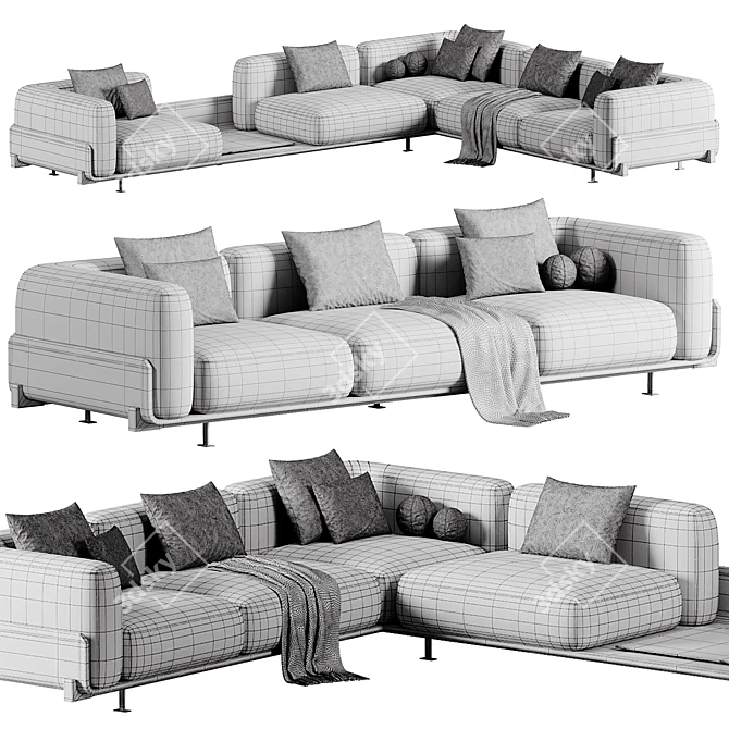 Elegant Positano Sofa by Casa 3D model image 4