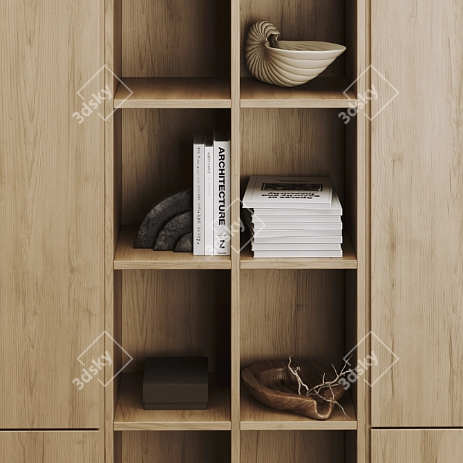 Modern Bookcase 3D Model Kit 3D model image 5